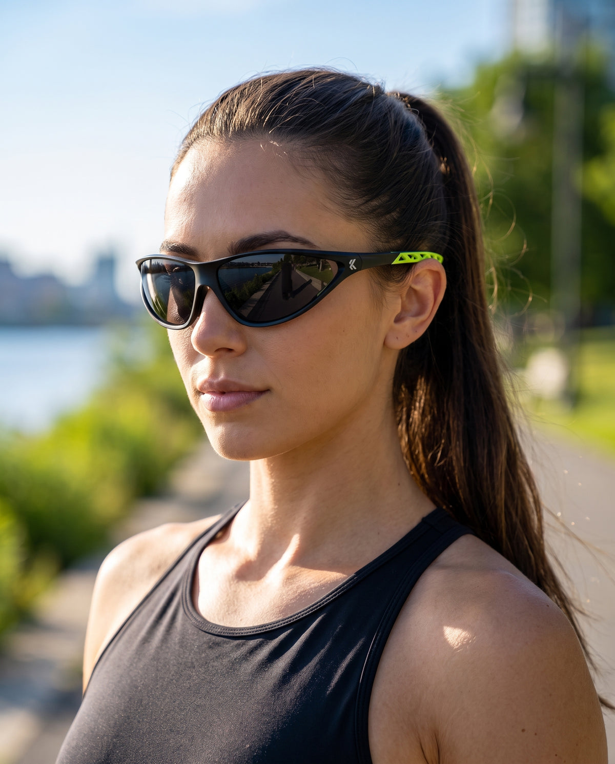 RUNDR Apex Sunglasses in Black-Green#Color_Black-Green