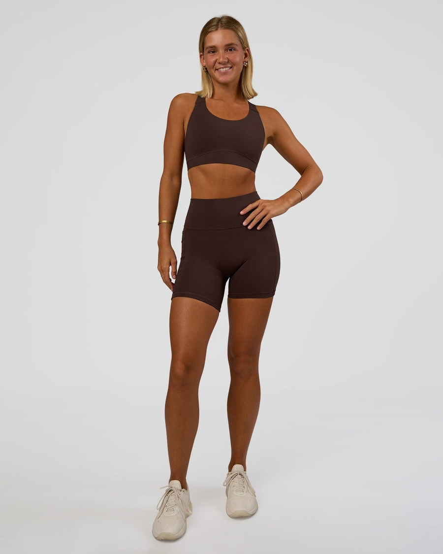 V-Contour High-Rise Pocket Shorts Brown