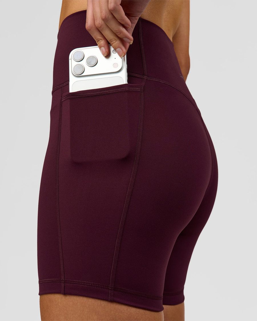 V-Contour High-Rise Pocket Shorts Maroon