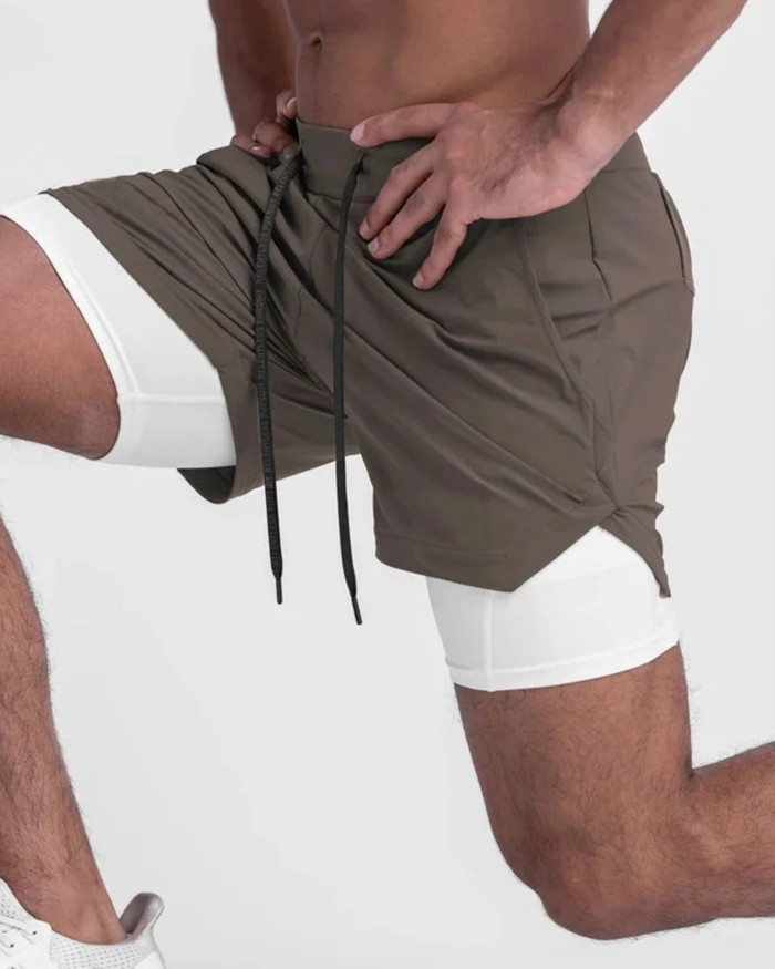 Stride 2-in-1 Training Shorts Taupe