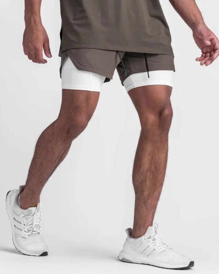 Stride 2-in-1 Training Shorts Taupe