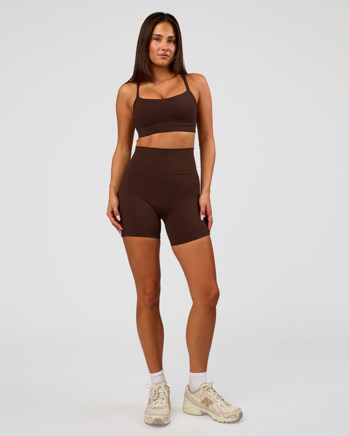 V-Contour High-Rise Pocket Shorts Brown / XS