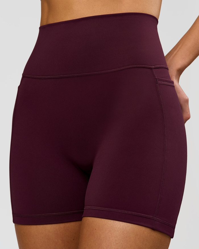 V-Contour High-Rise Pocket Shorts Maroon / XS