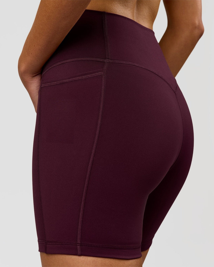 V-Contour High-Rise Pocket Shorts Maroon / XS