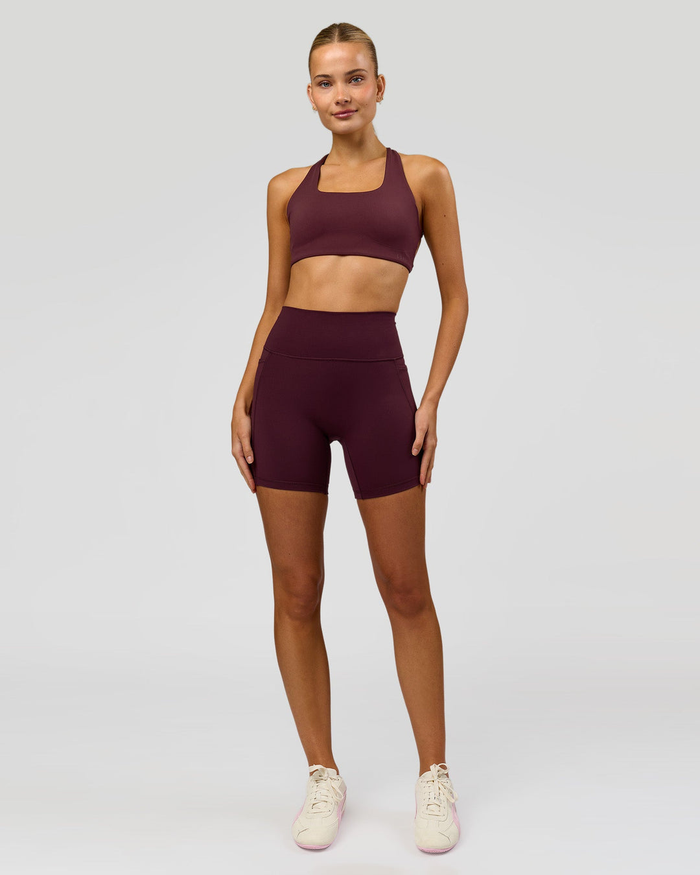 V-Contour High-Rise Pocket Shorts Maroon / XS