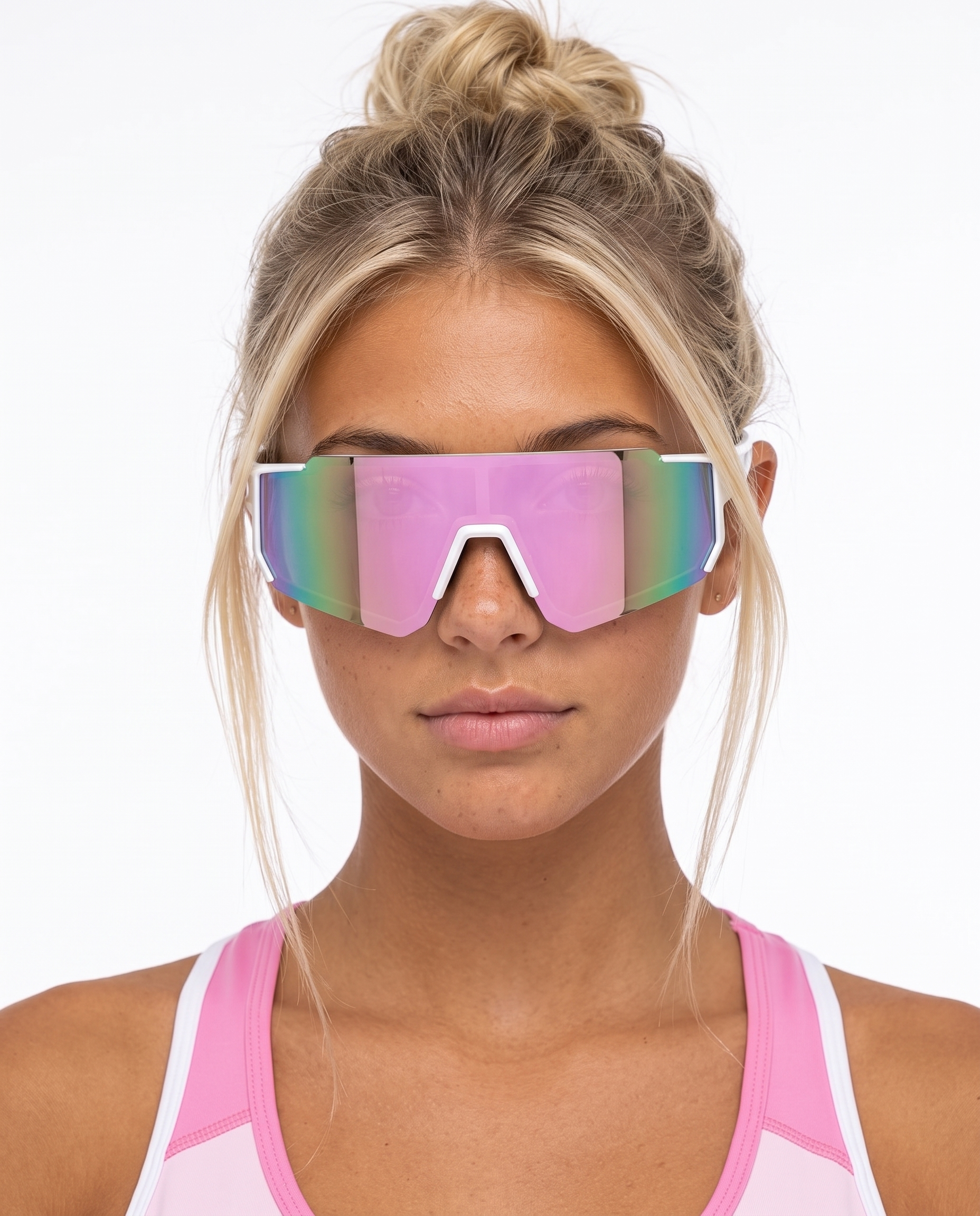 RUNDR Ignite Sunglasses in White-Pink#Color_White-Pink
