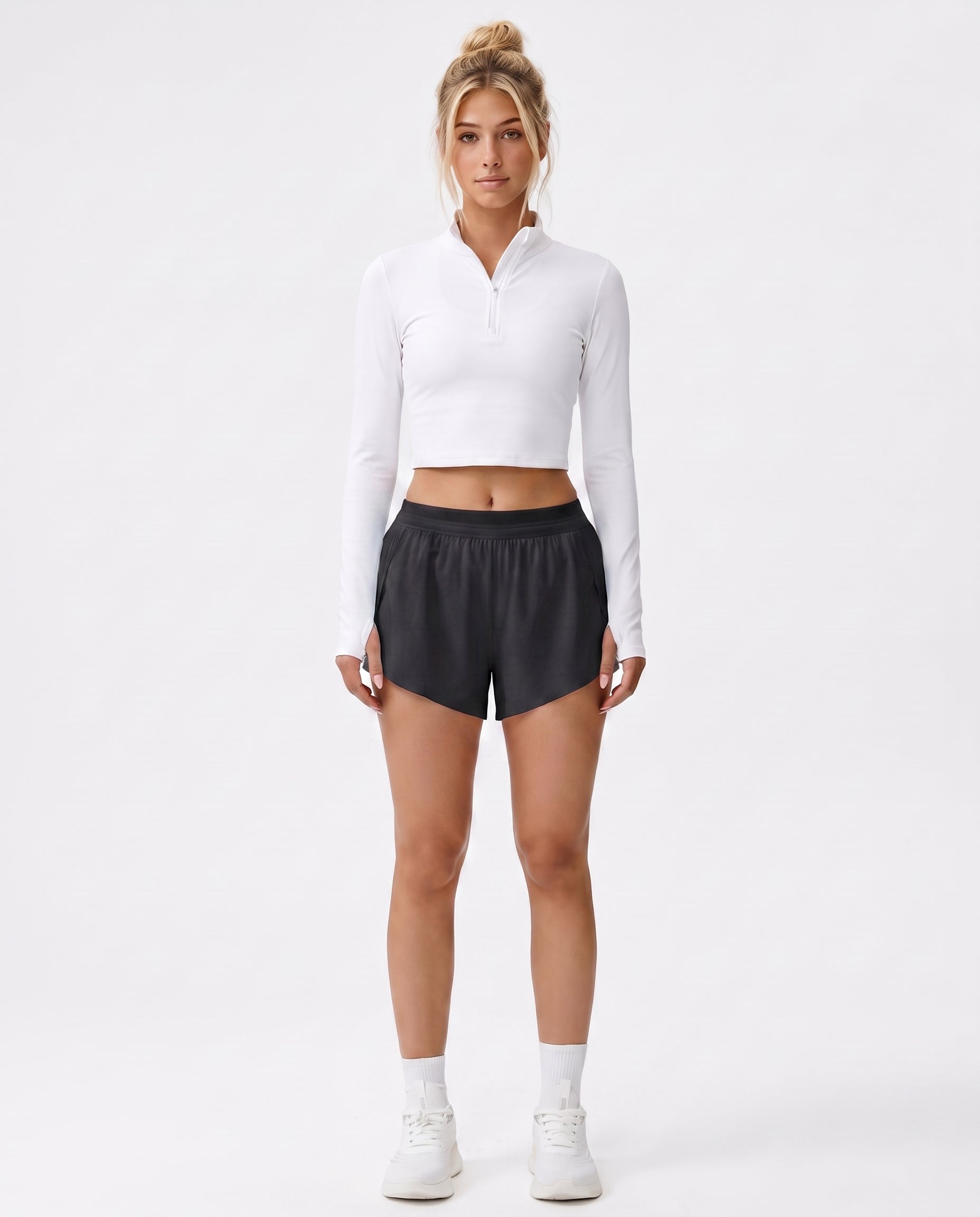 RUNDR Tempo Mid-Rise Running Short in Black#Color_Black