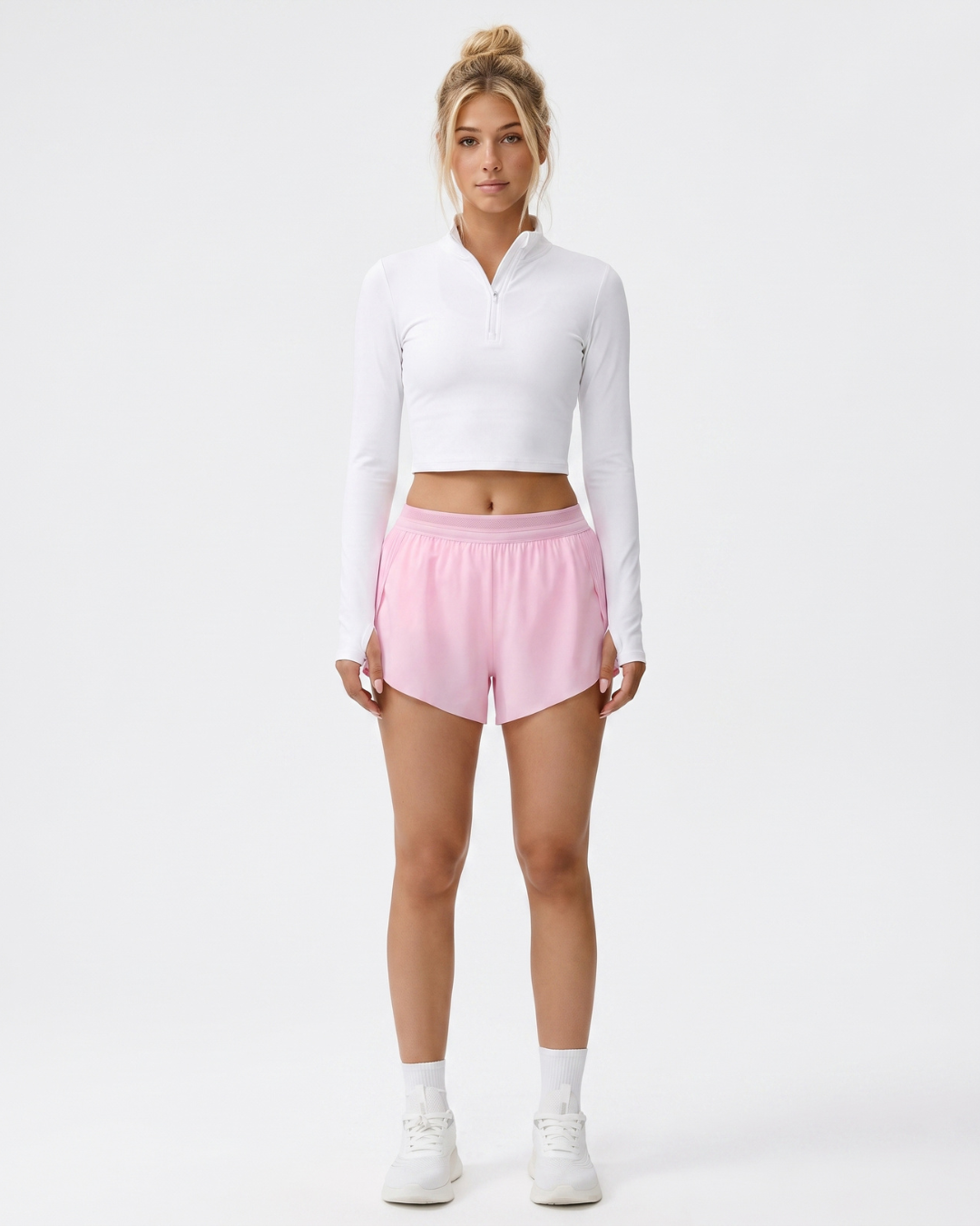 RUNDR Tempo Mid-Rise Running Short in Pink#Color_Pink