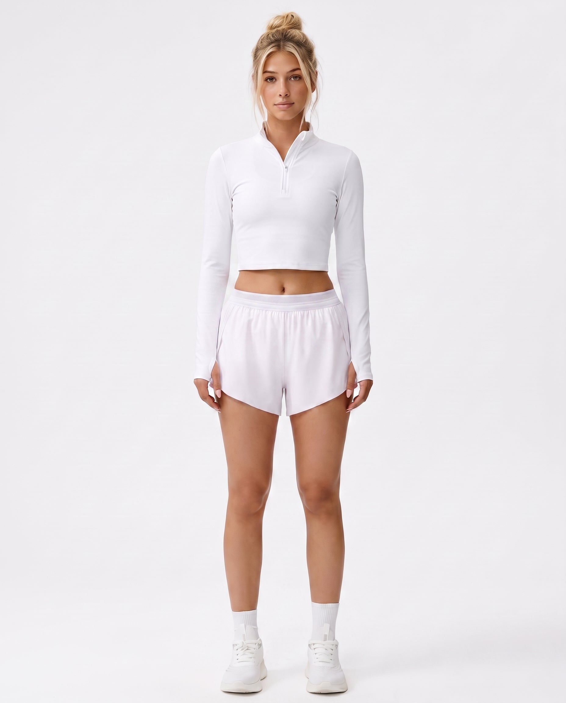 RUNDR Tempo Mid-Rise Running Short in White#Color_White
